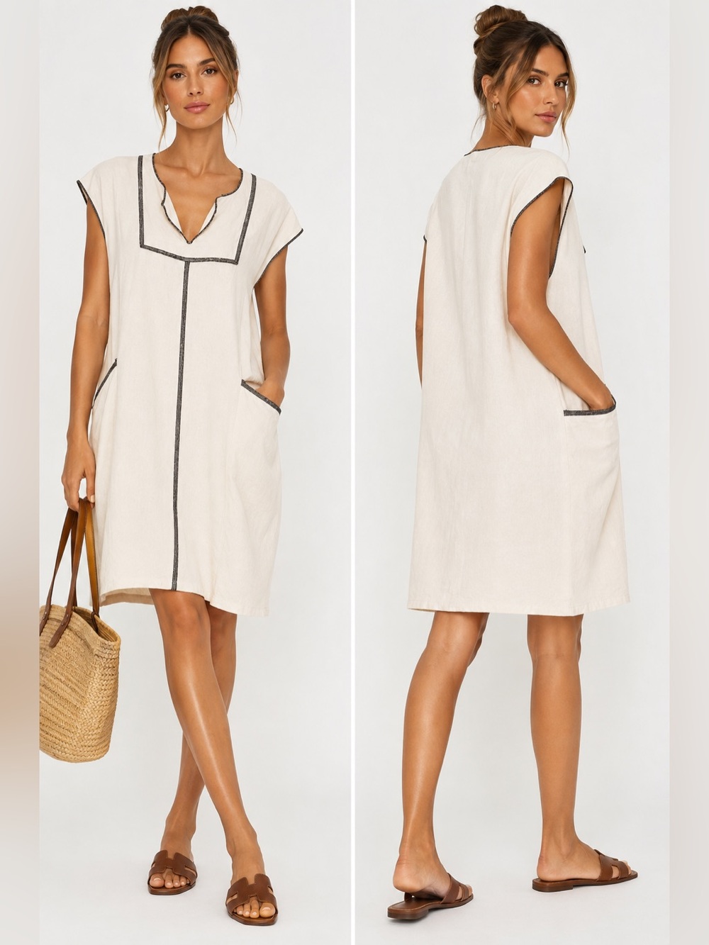 shift dress  dark contrast trim